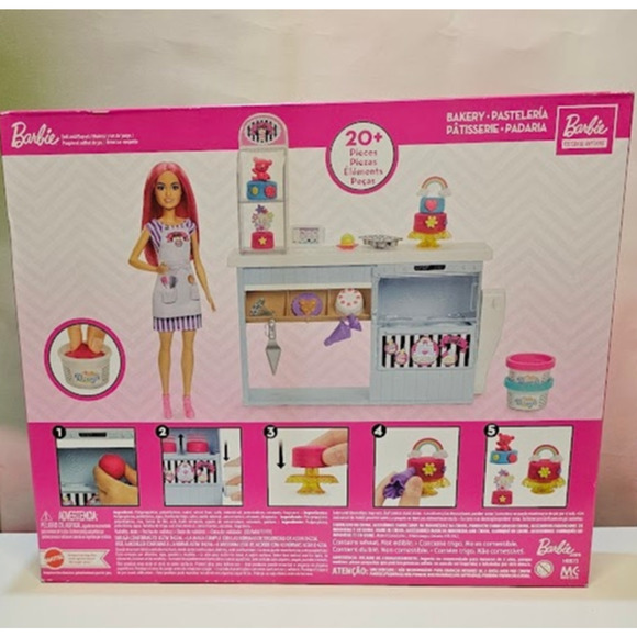 Barbie You Can Be Anything Bakery Set Pink-Haired Petite Fashion Baker Doll NWT - Picture 3 of 9